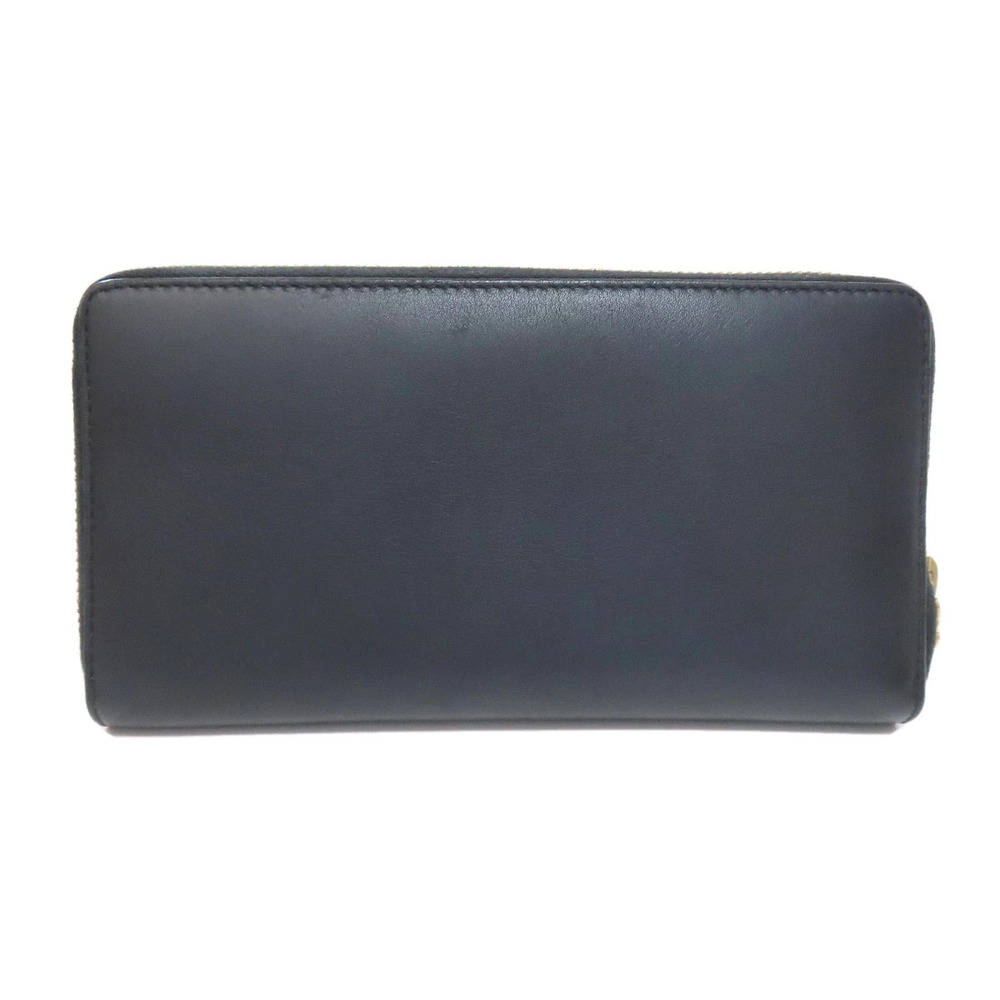 Gucci Zipper Calfskin Wallet Long Bamboo Round Black